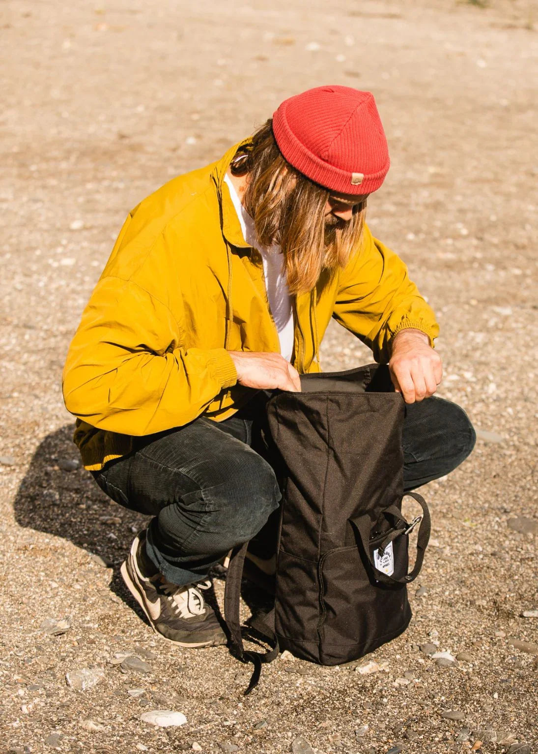 'The Everyday' Recycled Roll-Top Backpack in Black - Junkbox Apparel