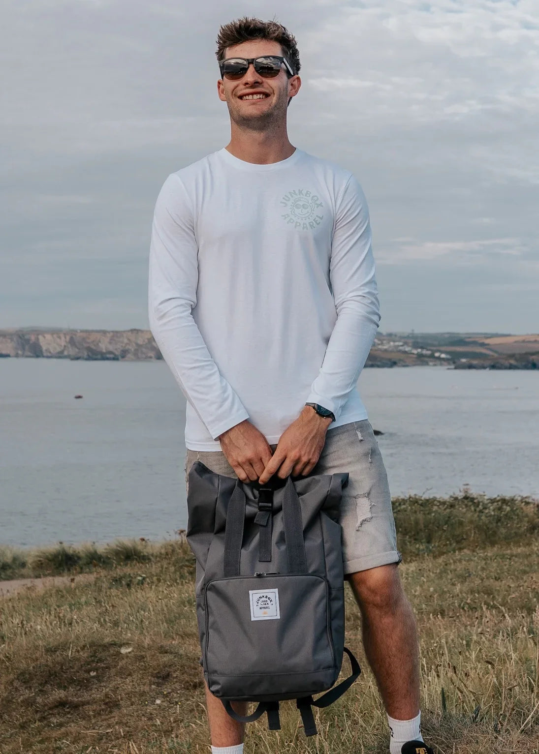 'The Everyday' Recycled Roll-Top Backpack in Charcoal - Junkbox Apparel