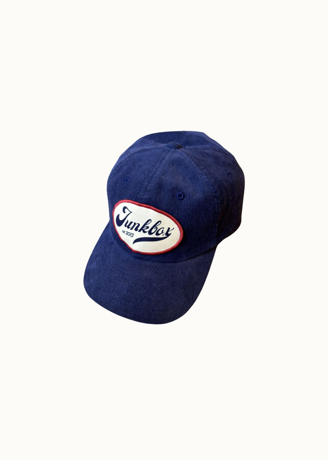 Blue cap with a logo on a white background