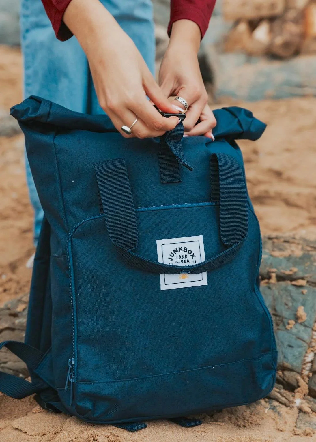 バッグ risk-junk The Everyday' Recycled Roll-Top Backpack in Navy