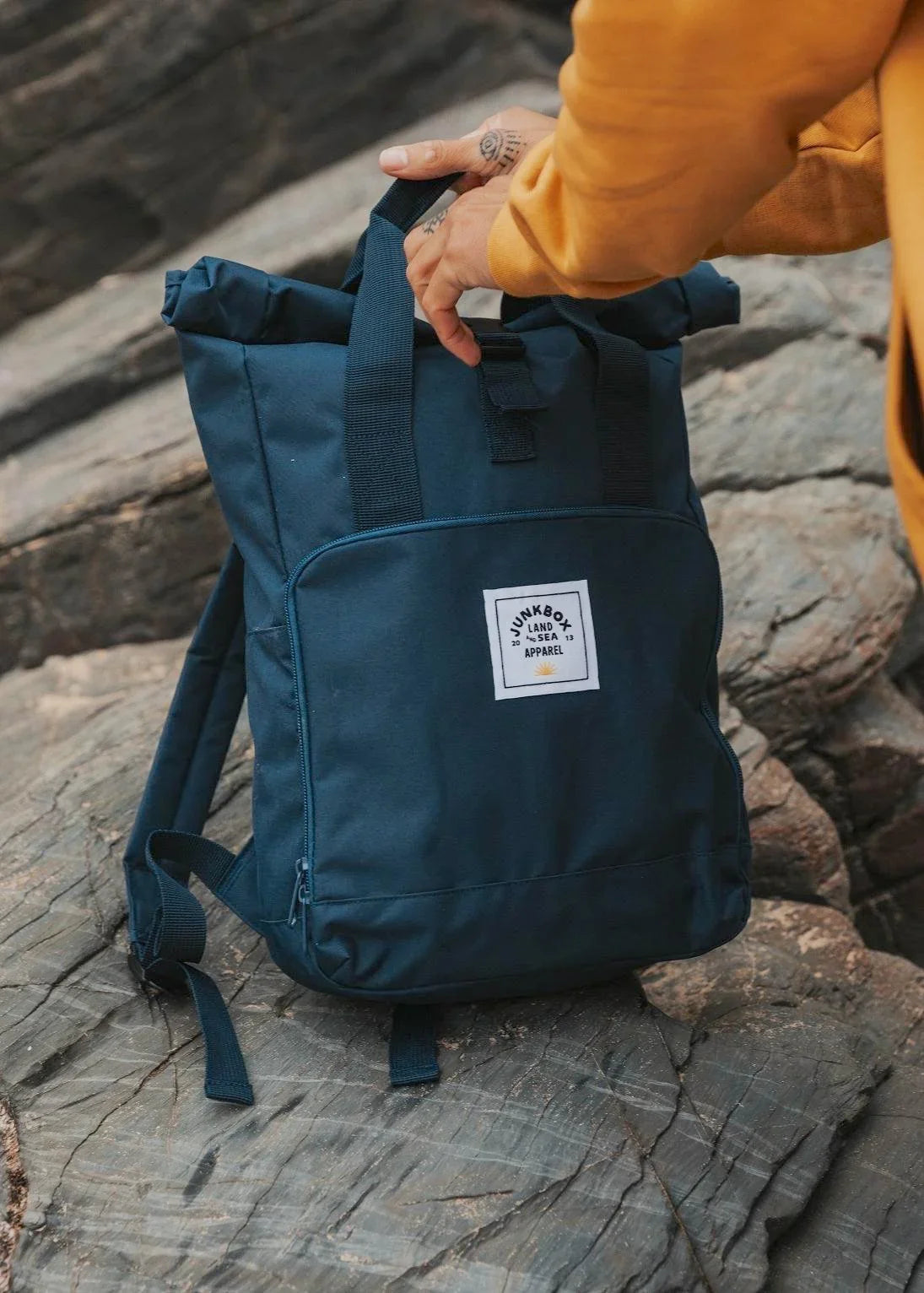 Navy_Everyday_Recycled_Backpack1 - Junkbox Apparel
