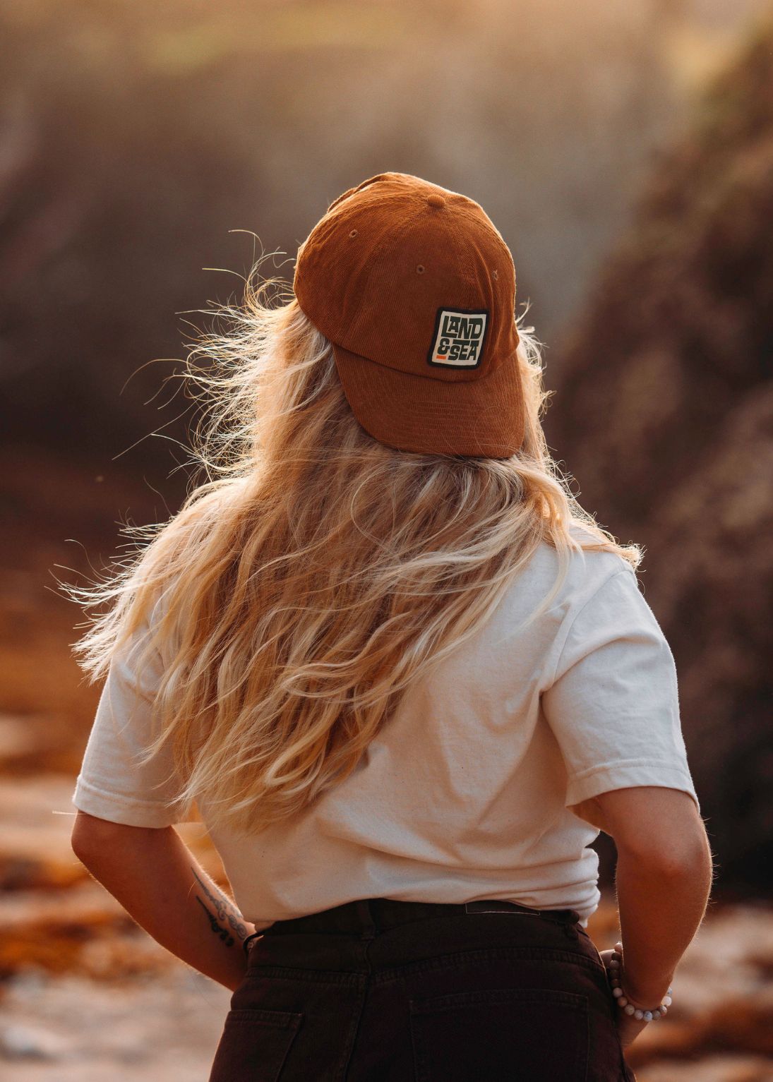 Land Sea Tan Cord Baseball Cap