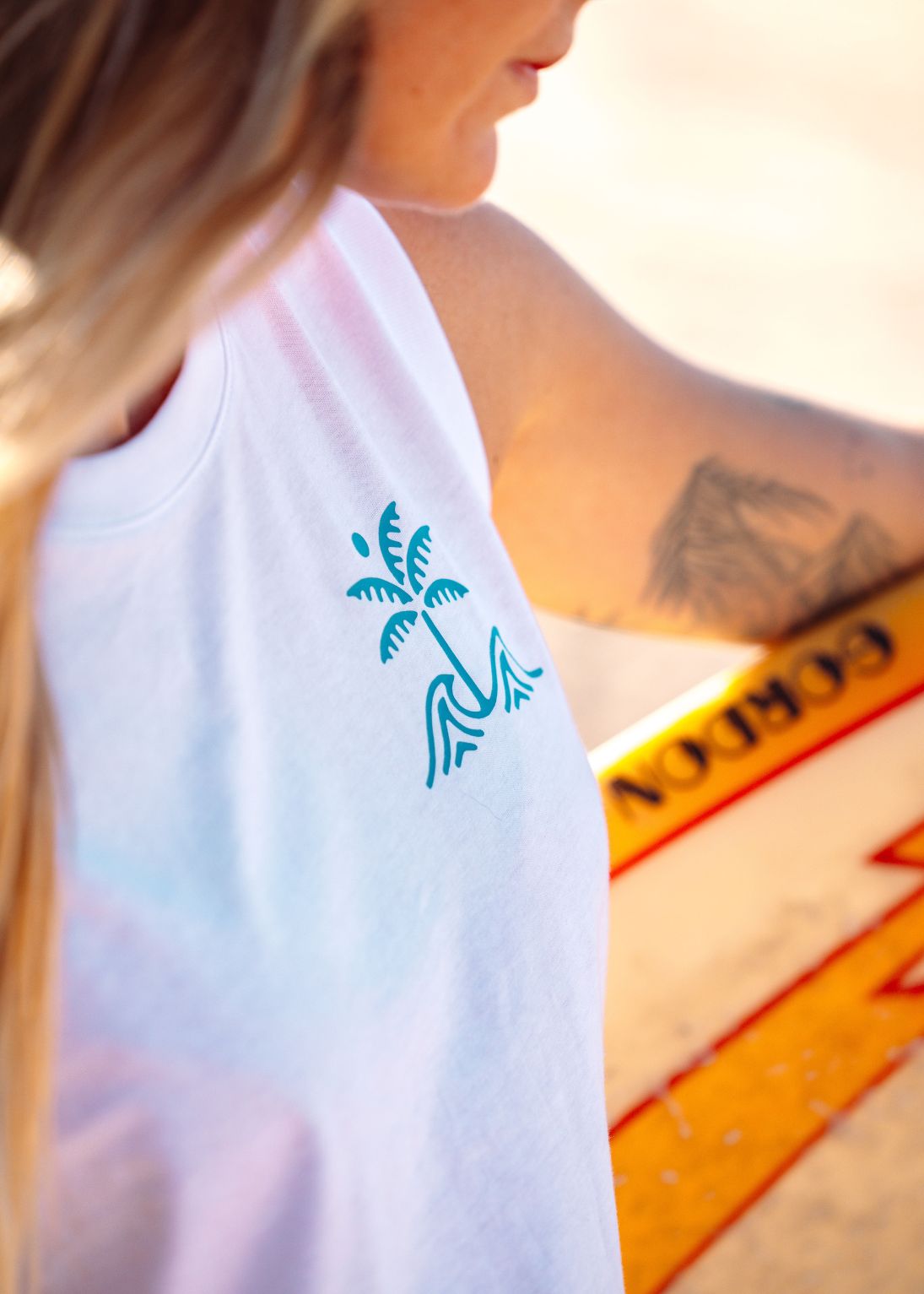 Palm White Organic Tank Vest - Junkbox Apparel