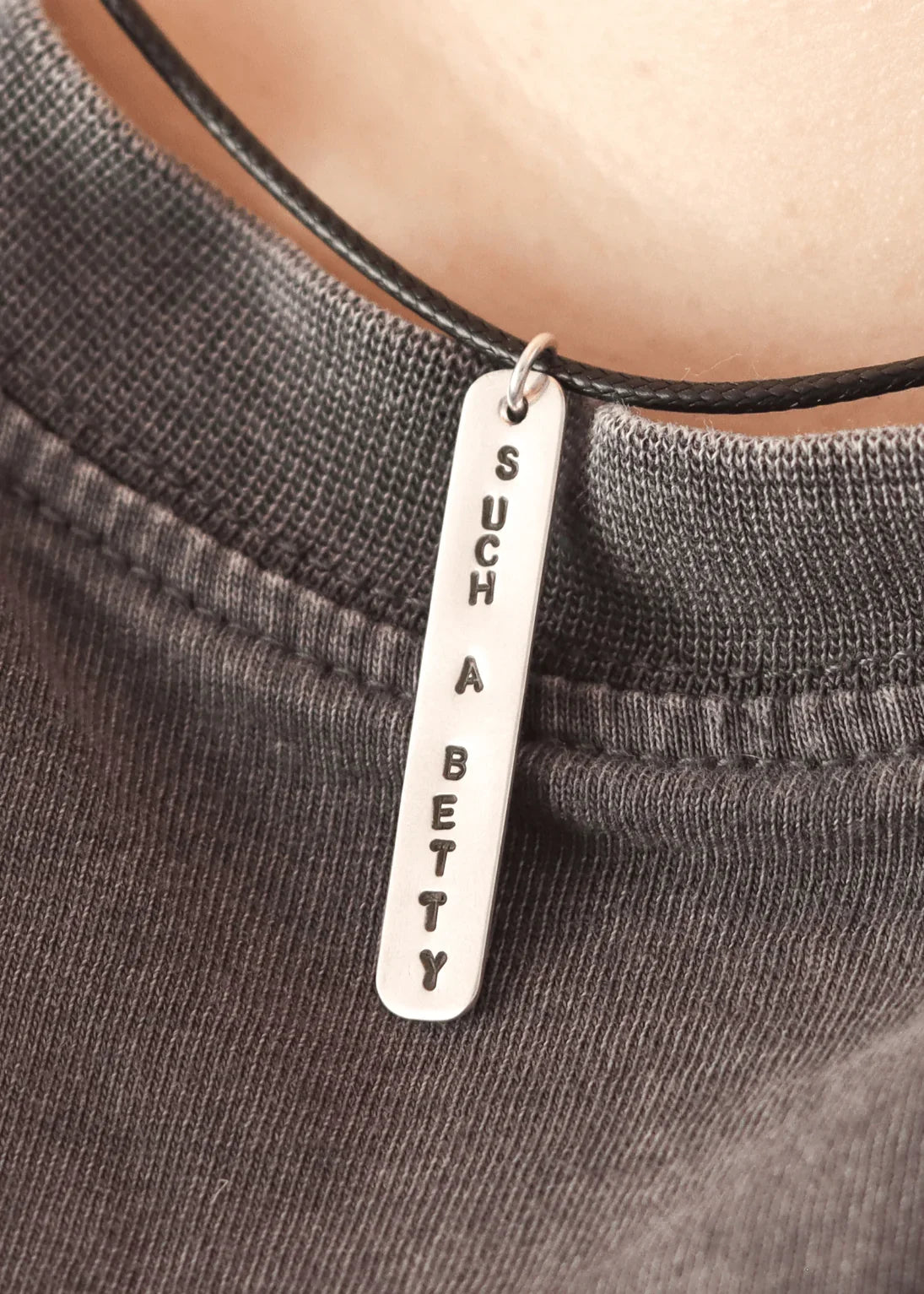 'SUCH A BETTY' Sterling Silver & Cord Necklace - Junkbox Apparel