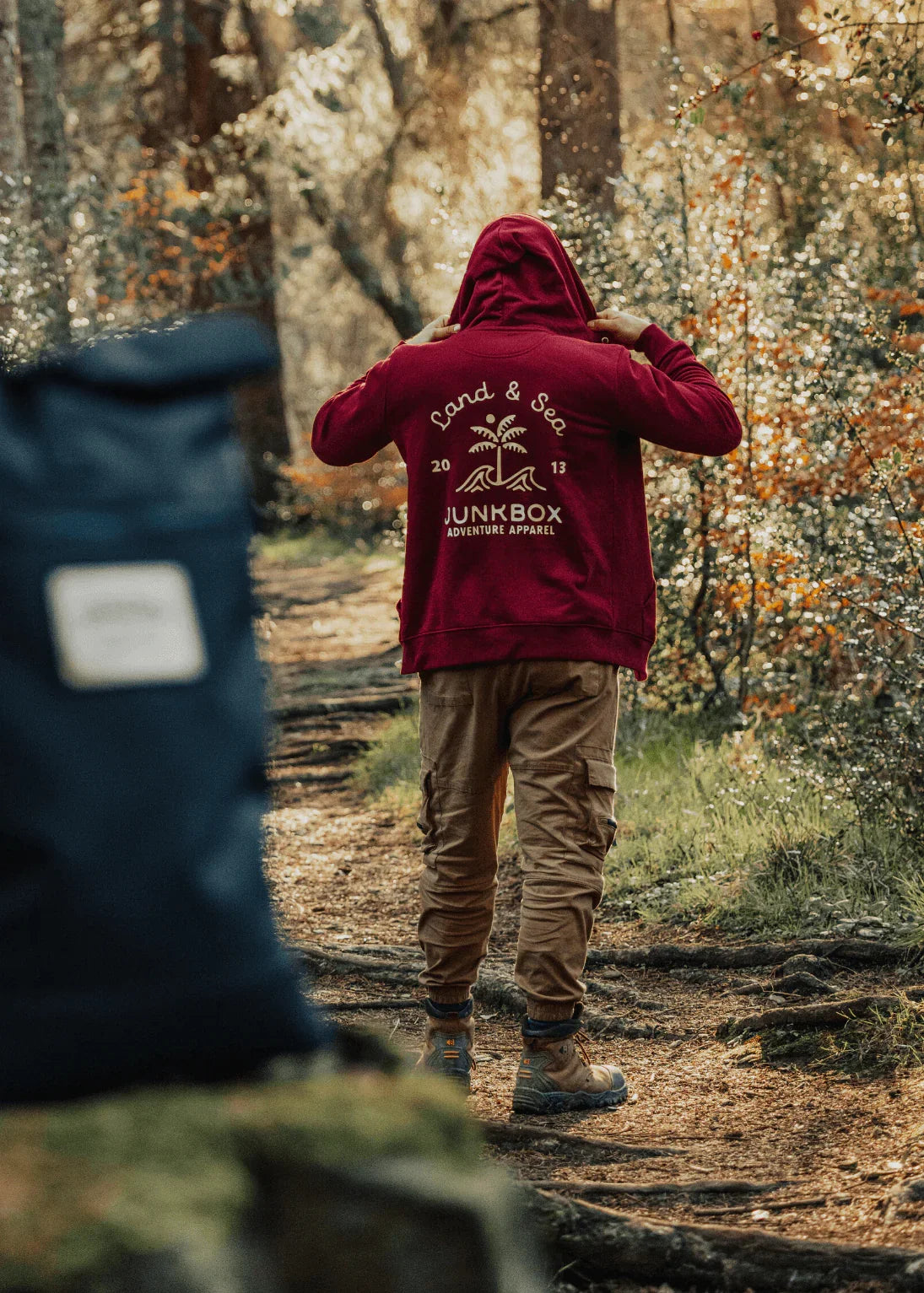 Palm Burgundy Organic Zip Hoodie - Junkbox Apparel