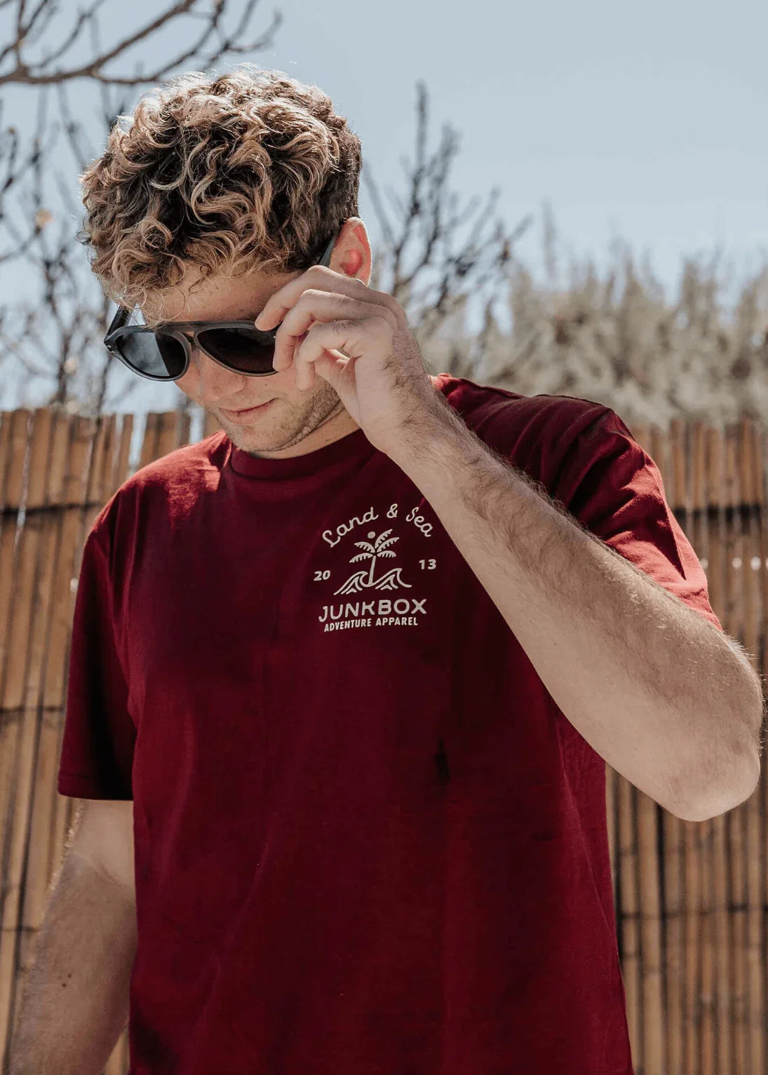 Palm Burgundy Organic Tshirt - Junkbox Apparel