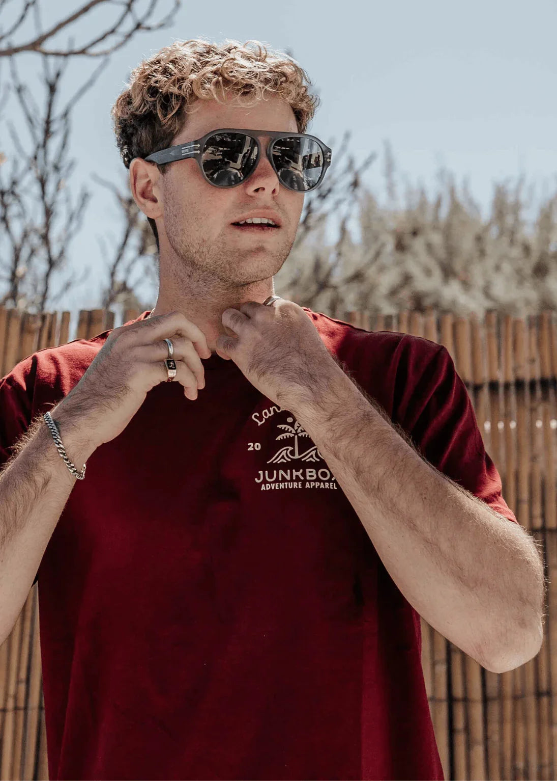 Palm Burgundy Organic Tshirt - Junkbox Apparel