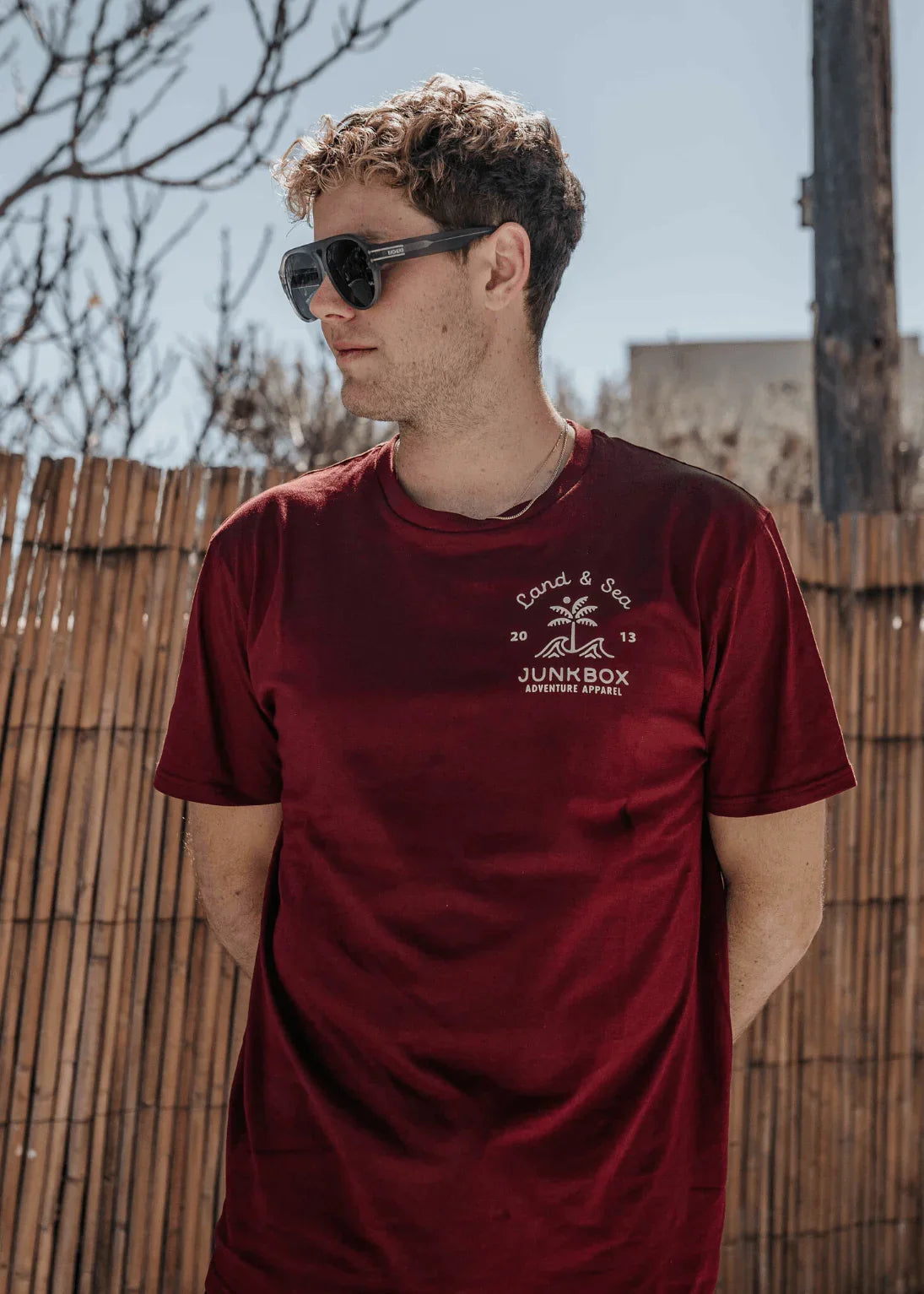 Palm Burgundy Organic Tshirt - Junkbox Apparel