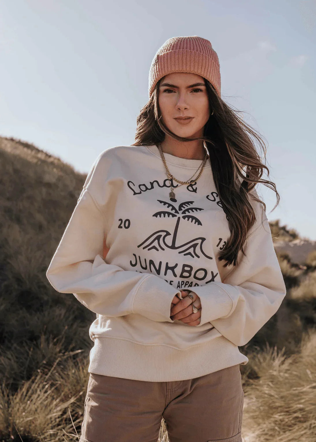 Palm Natural Oversized Organic Sweatshirt - Junkbox Apparel
