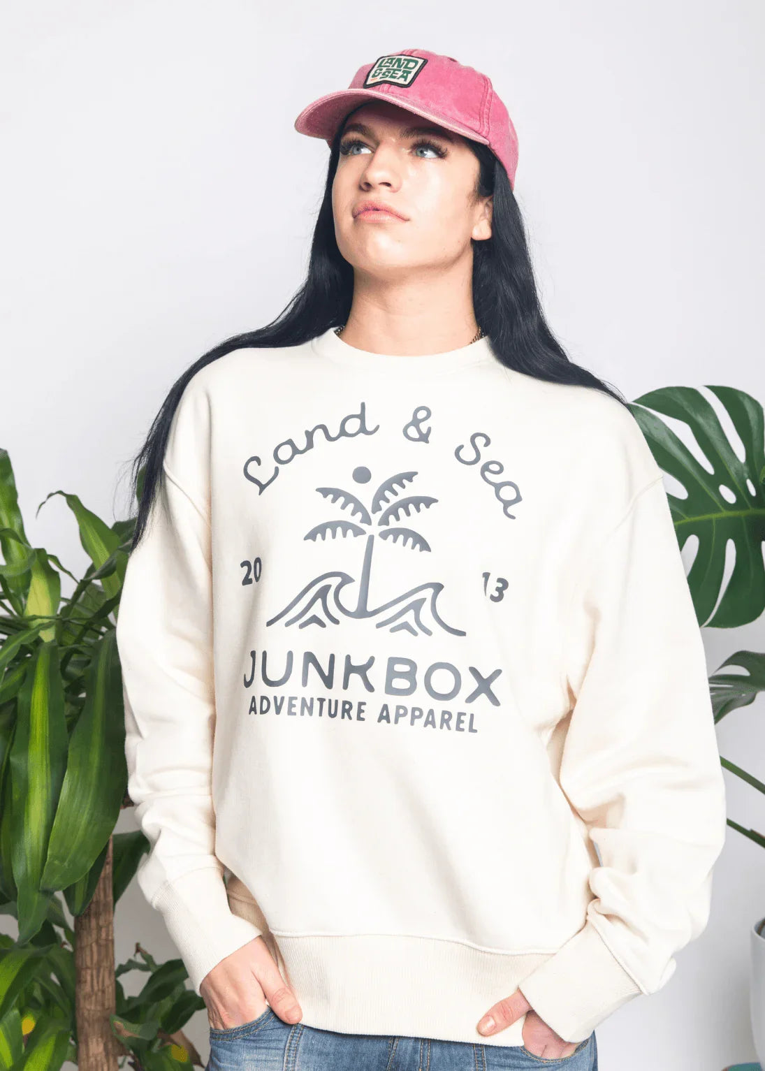 Palm Natural Oversized Organic Sweatshirt - Junkbox Apparel