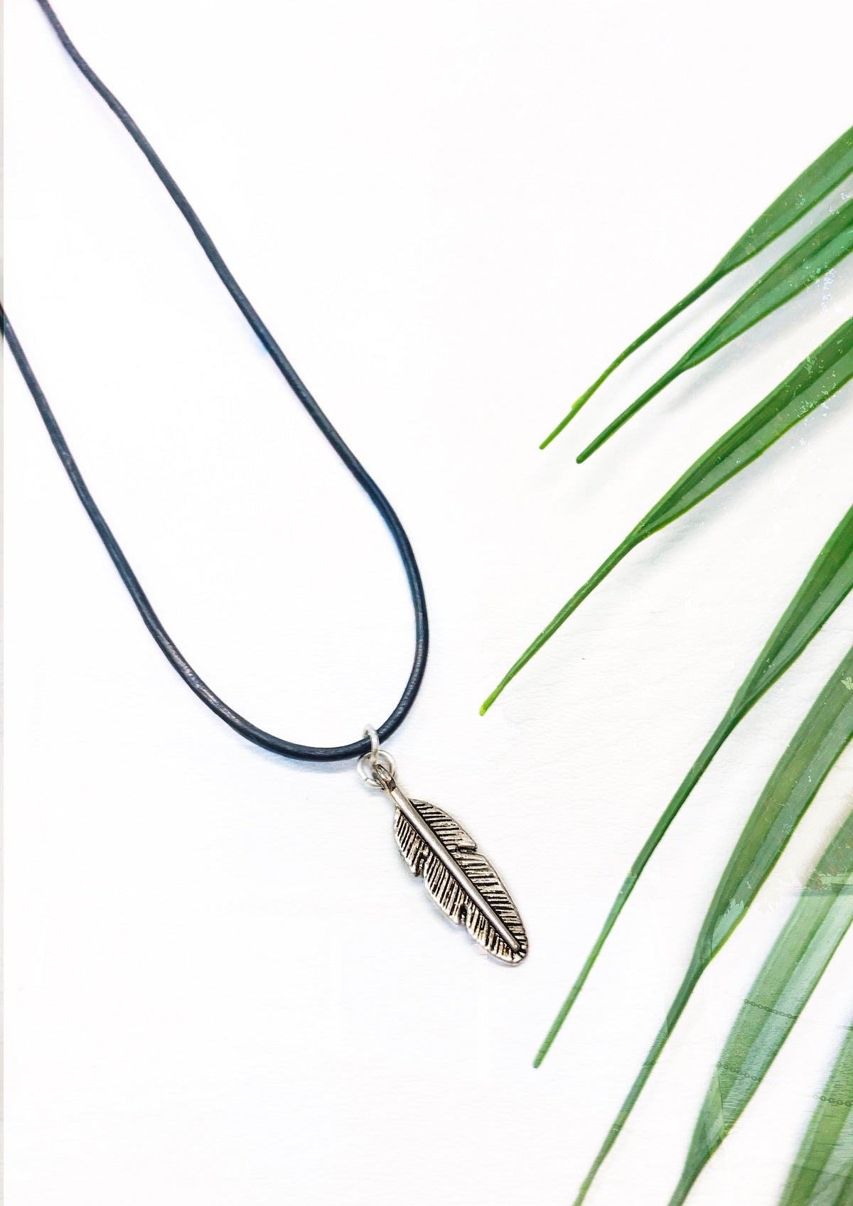 feather-black-cord-necklace-junkbox-apparel-1 - Junkbox Apparel