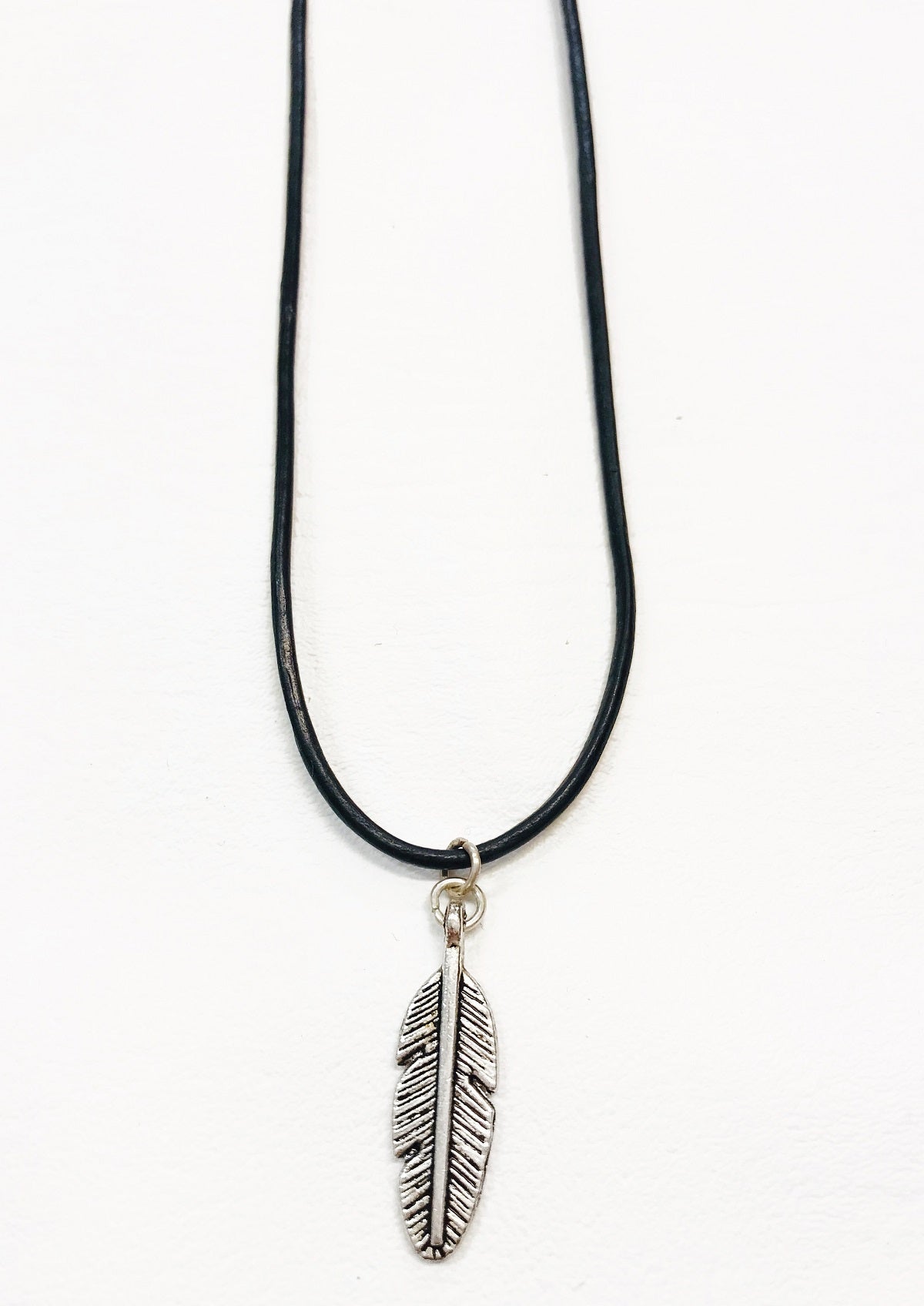 feather-black-cord-necklace-junkbox-apparel-2 - Junkbox Apparel