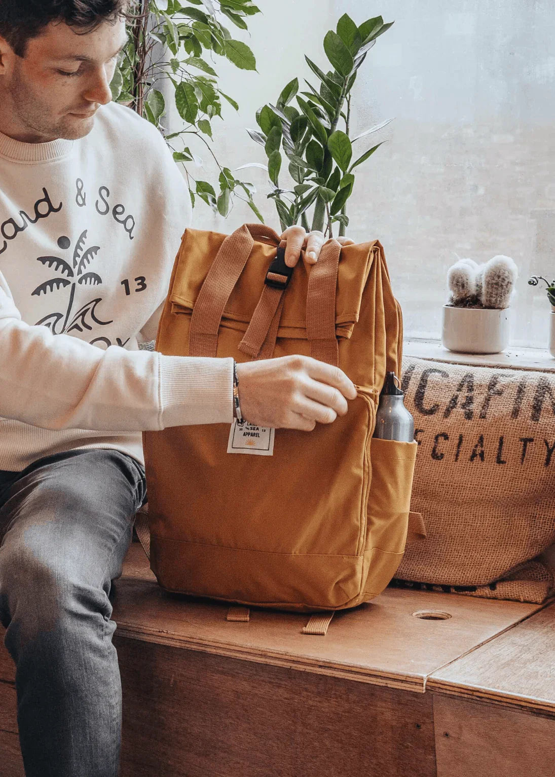 the-traveller-recycled-laptop-backpack-in-mustard-junkbox-apparel-2 - Junkbox Apparel