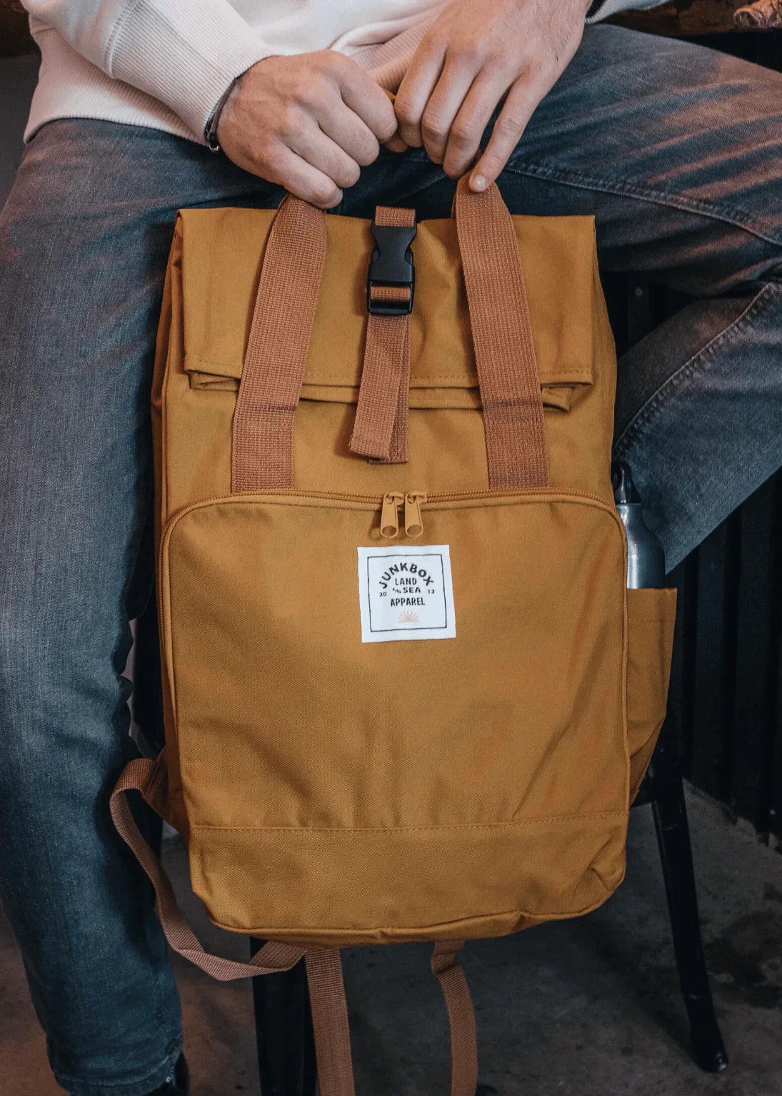 the-traveller-recycled-laptop-backpack-in-mustard-junkbox-apparel-3 - Junkbox Apparel