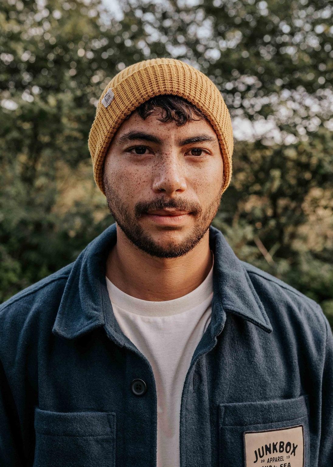 waffle-organic-cotton-beanie-hat-in-mustard-junkbox-apparel-3 - Junkbox Apparel