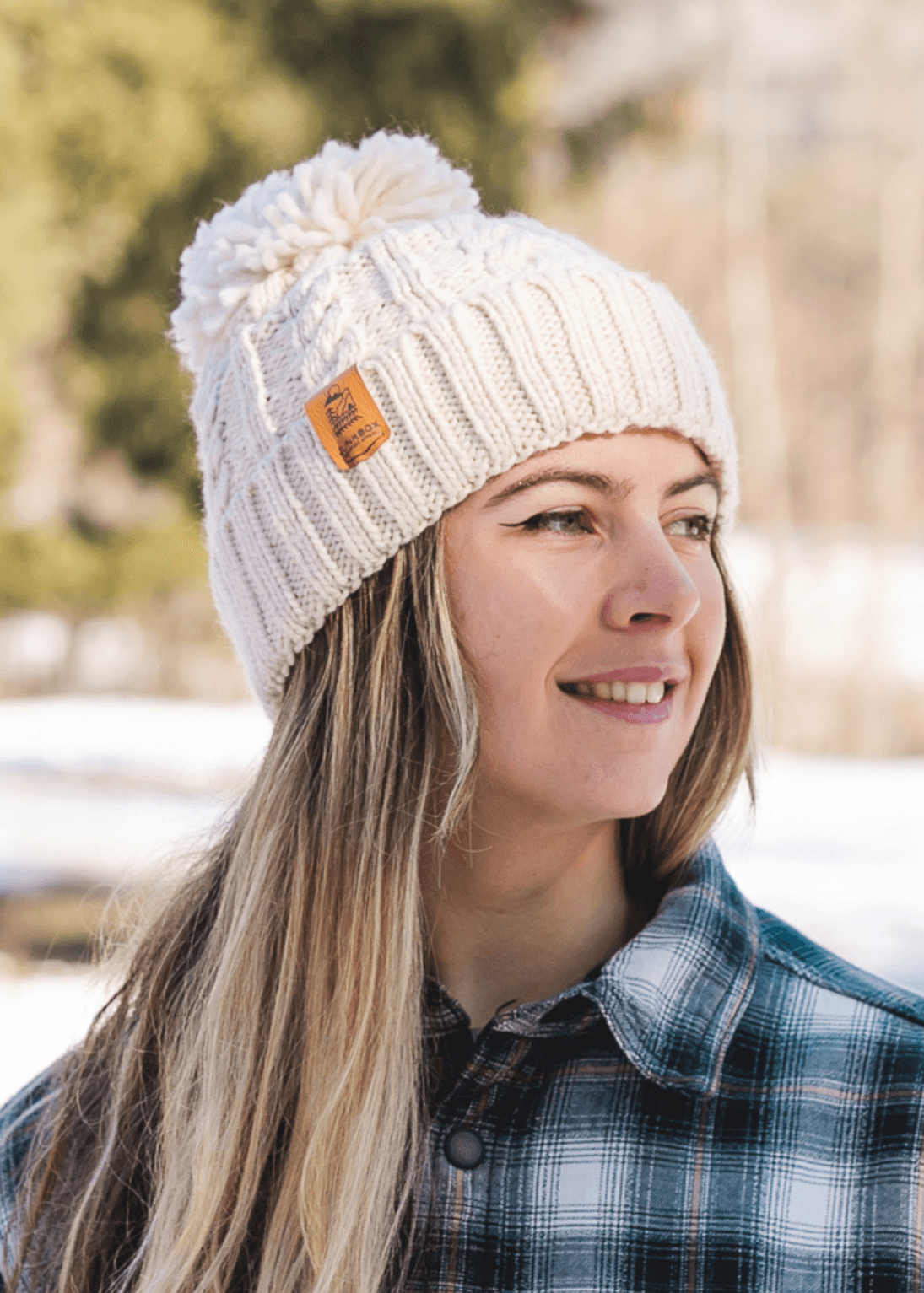 Bobble Hat Ladies Cream Beanie Hat Chamonix Flower Beanie Hat Cream