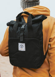 Junkbox 'The Everyday' Recycled Roll-Top Backpack in Black