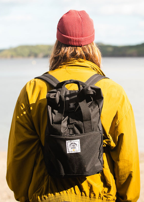 Junkbox 'The Everyday' Recycled Roll-Top Backpack in Black