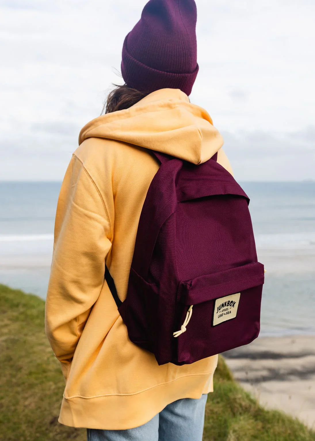 'The Classic' Recycled Backpack in Burgundy - Junkbox Apparel