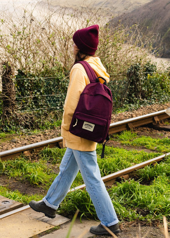 junkbox burgundy recycled classic backpack