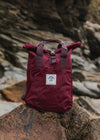 Junkbox Everyday Recycled Roll-Top Backpack in Burgundy