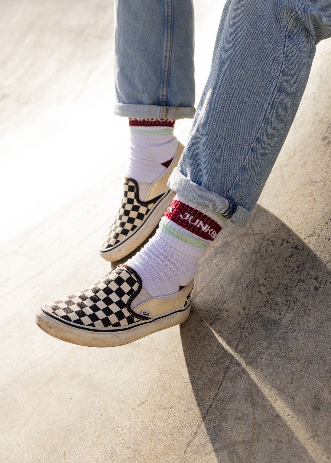 Burgundy & Mint Crew Socks