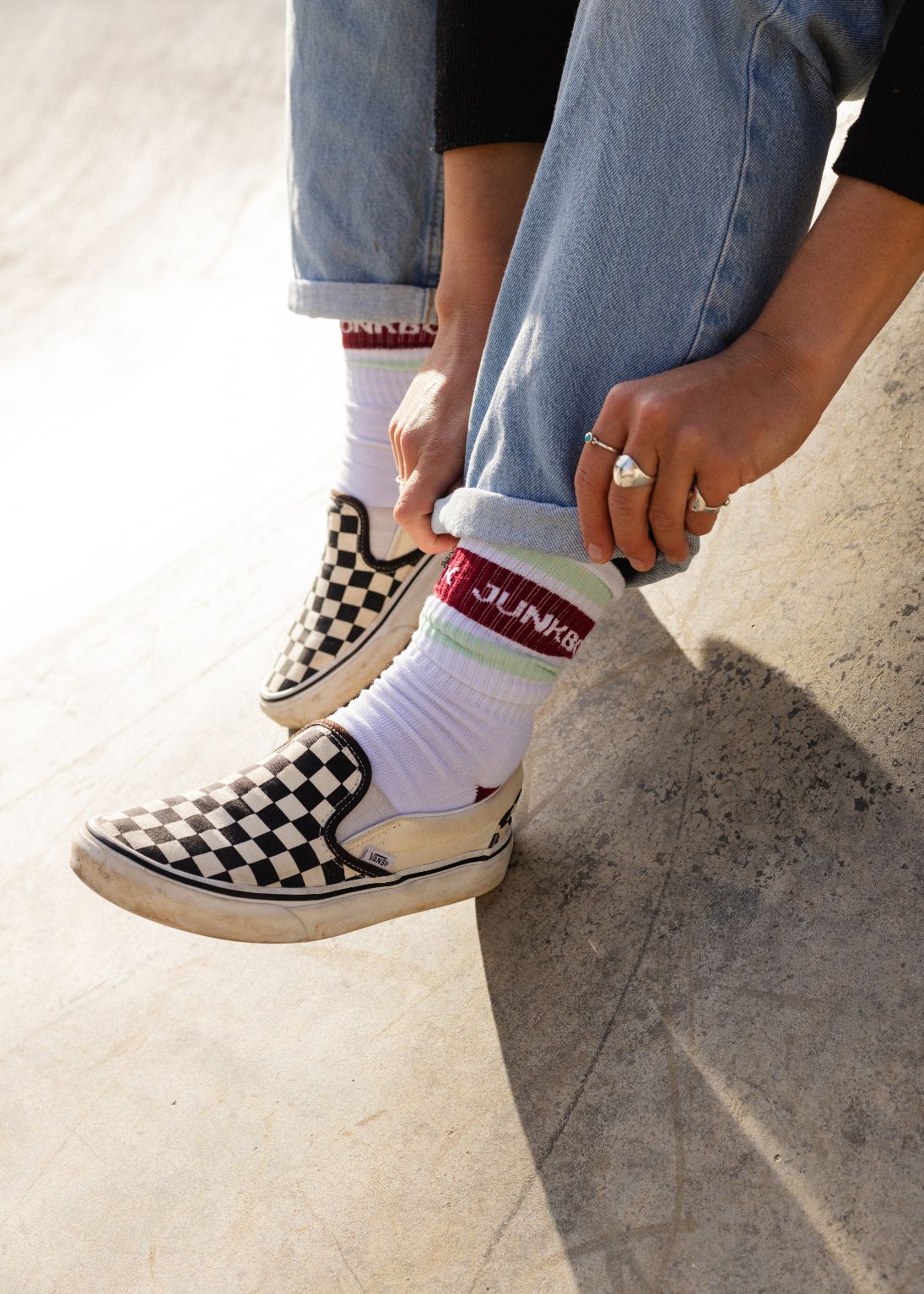 Burgundy & Mint Crew Socks