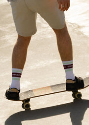 Burgundy & Mint Crew Socks