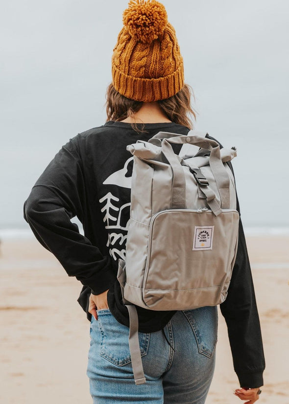 Junkbox Everyday Recycled Roll-Top Backpack in Grey