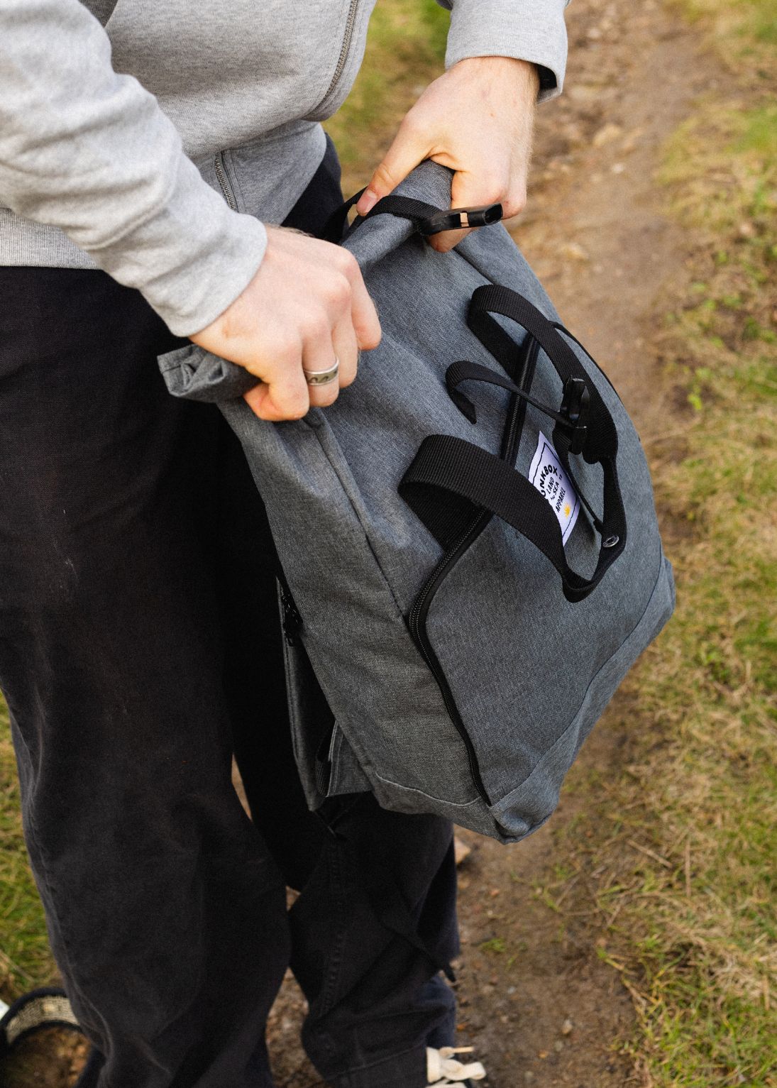 junkbox grey recycled traveller laptop backpack