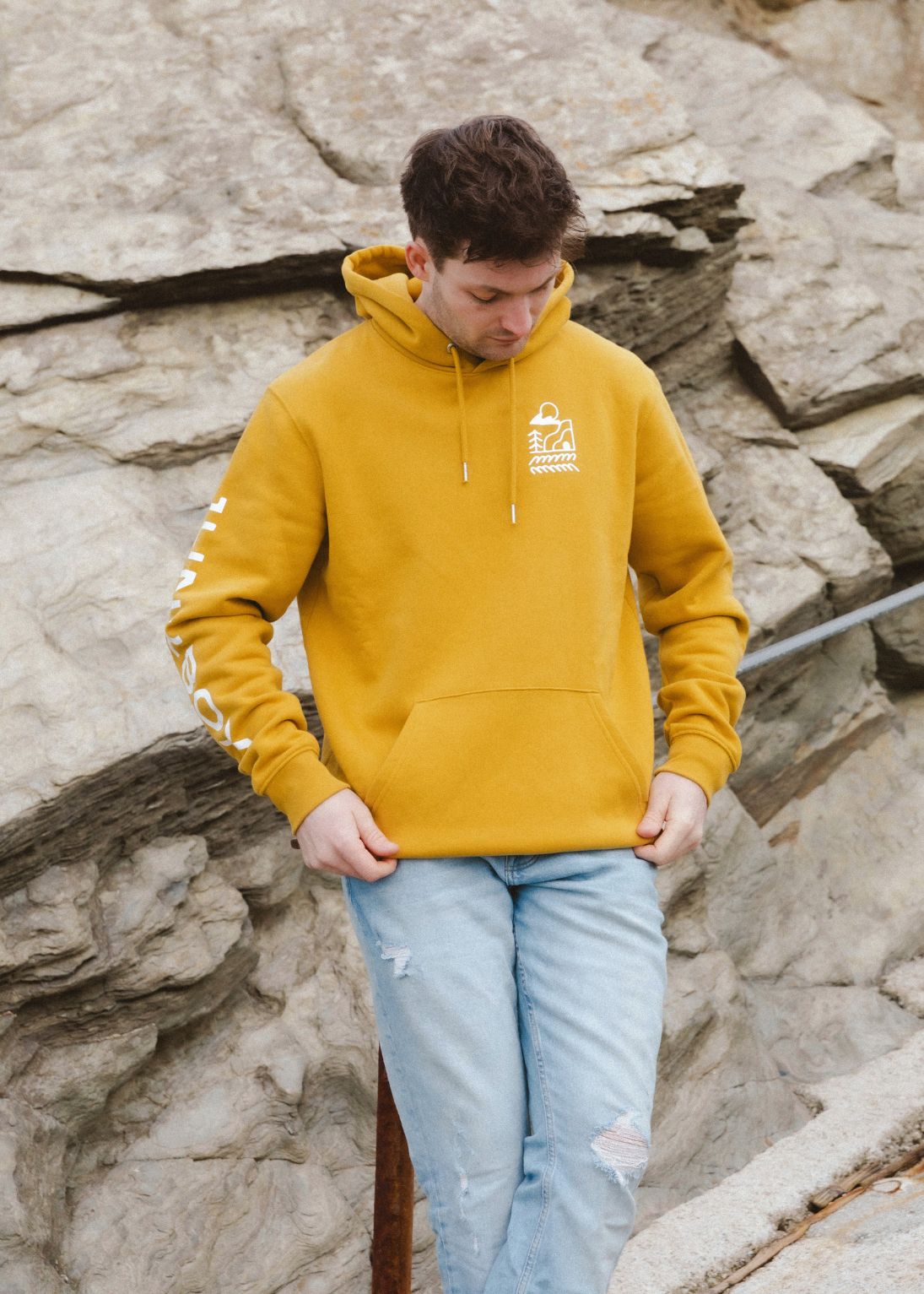 Junkbox mustard organic pullover unisex hoodie