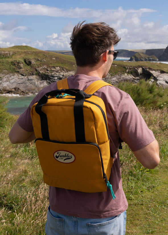 Junkbox mustard recycled cooler backpack