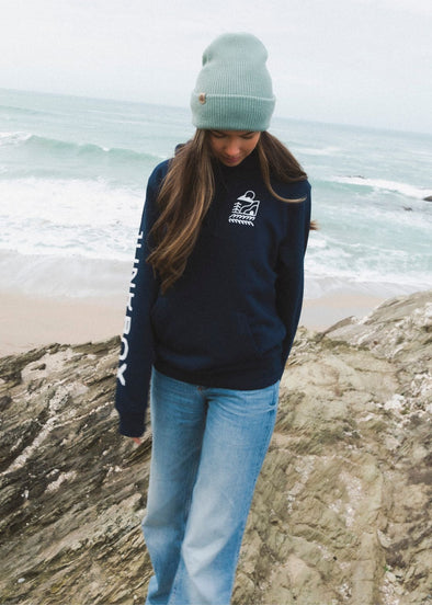 junkbox navy organic classic unisex hoodie