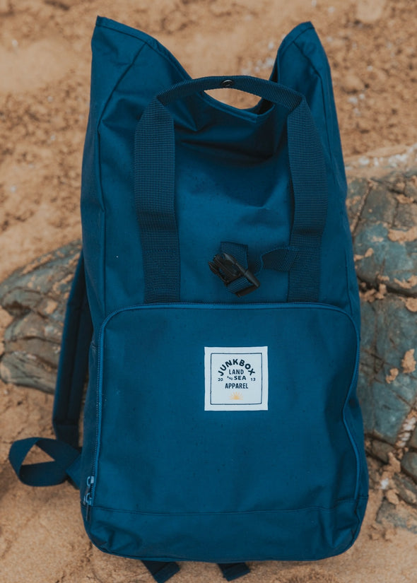 Junkbox Everyday Recycled Roll-Top Backpack in Navy