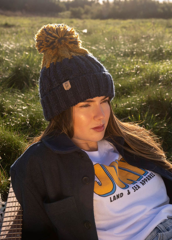 Navy & Mustard Junkbox Adventurer Bobble Hat 