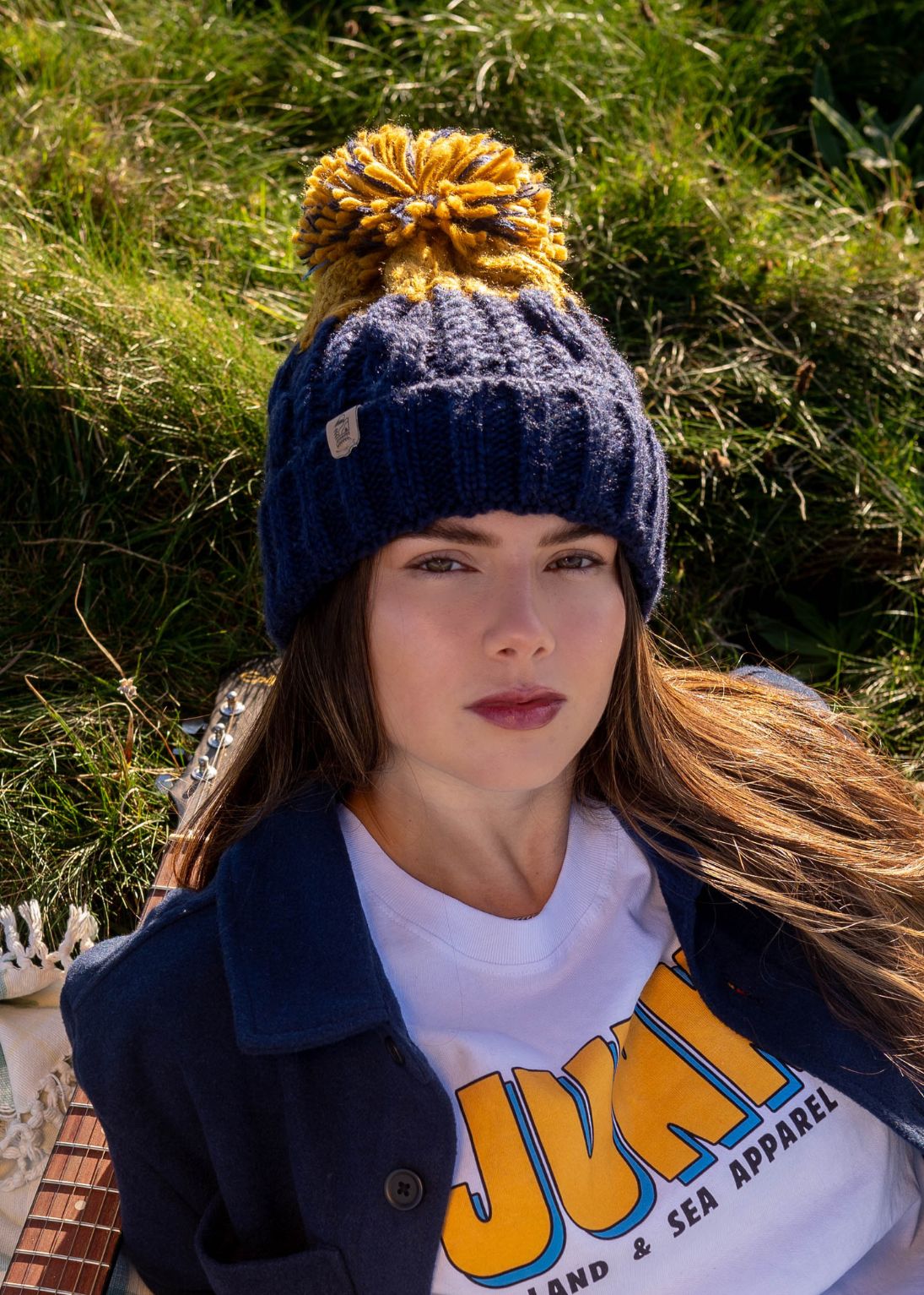 Navy_Mustard_Adventurer_Bobble_Hat - Junkbox Apparel