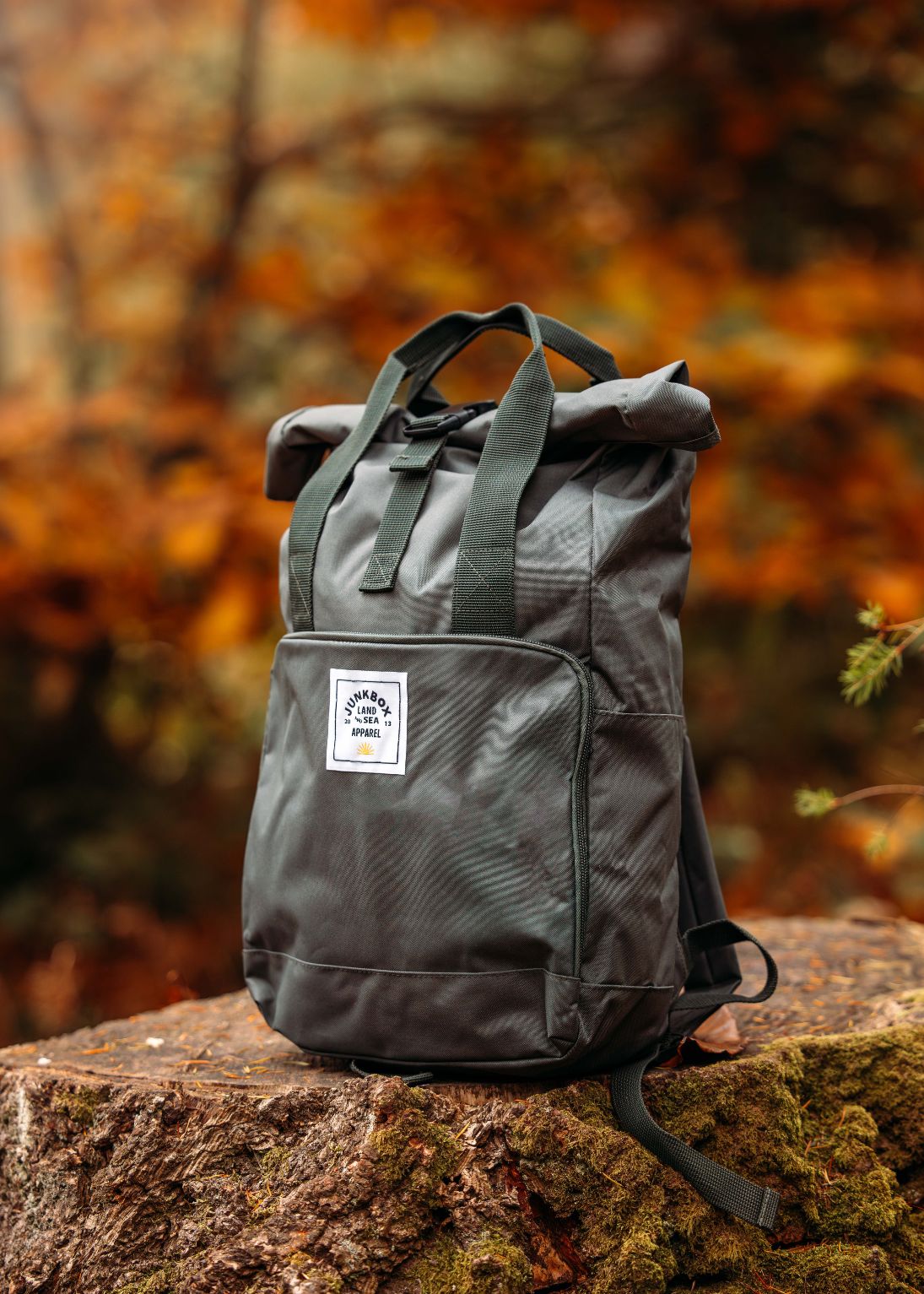 'The Everyday' Recycled Roll-Top Backpack in Olive