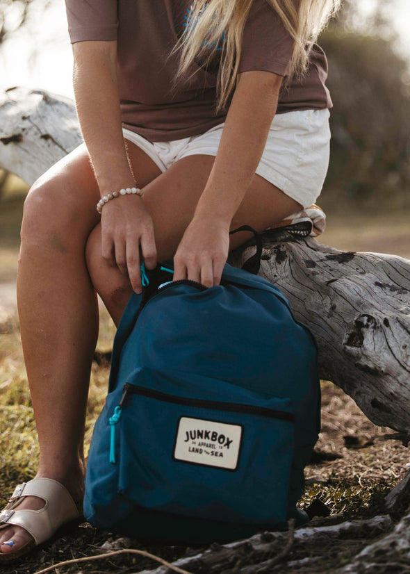 Petrol blue classic recycled backpack