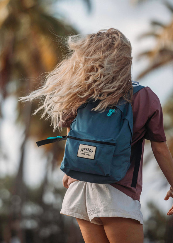 Petrol blue classic recycled backpack