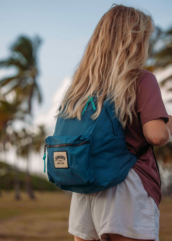 Petrol blue classic recycled backpack