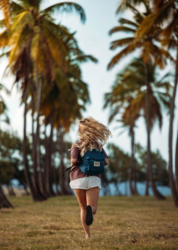 Petrol blue classic recycled backpack