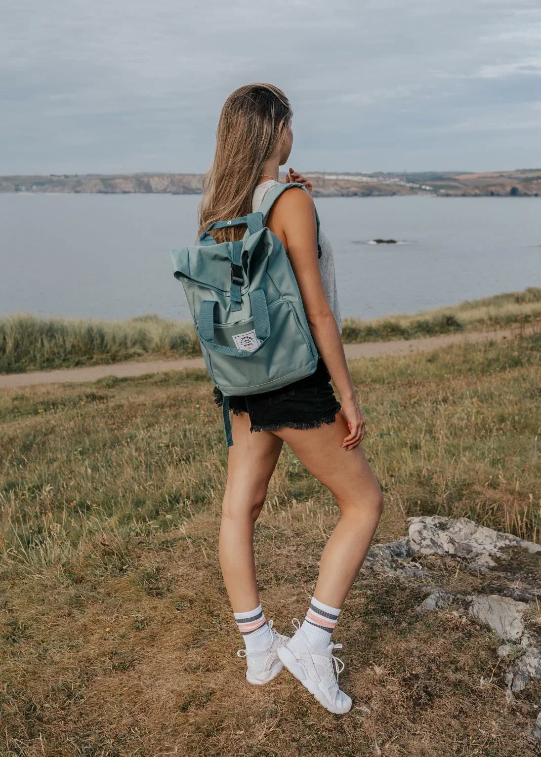The Everyday' Recycled Roll-Top Backpack in Sage Green