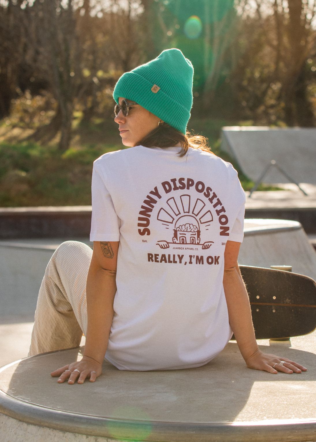 Sunny Disposition Organic White Skate Tshirt