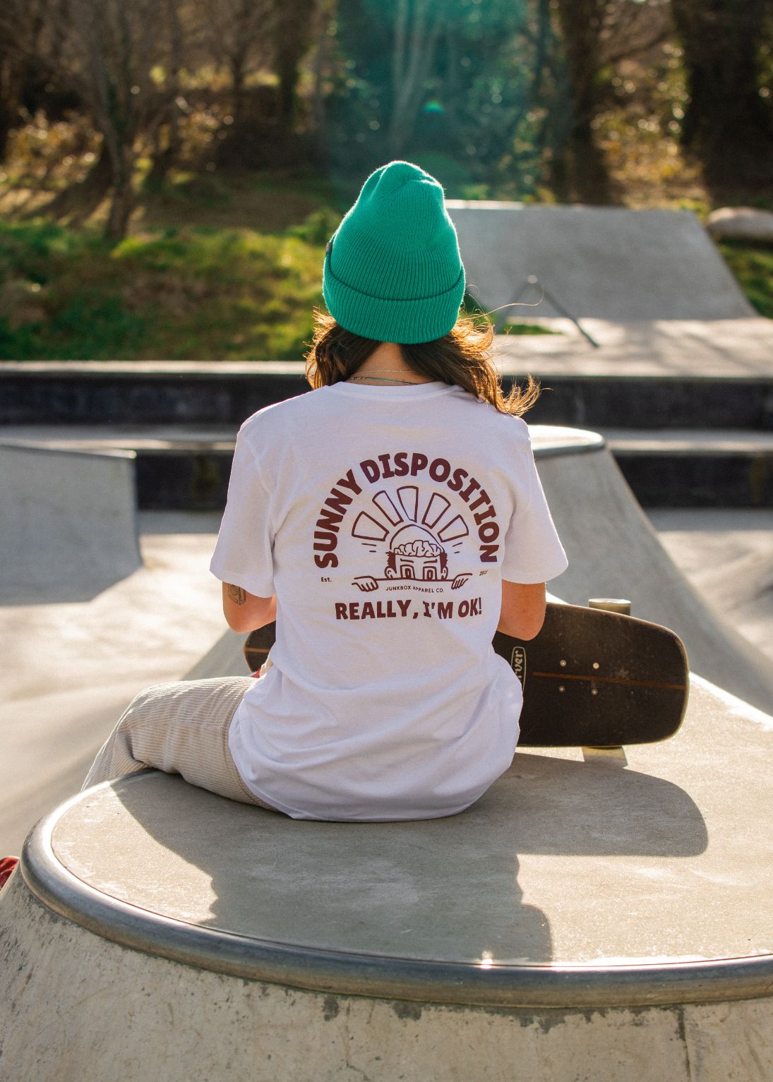 Sunny Disposition Organic White Skate Tshirt