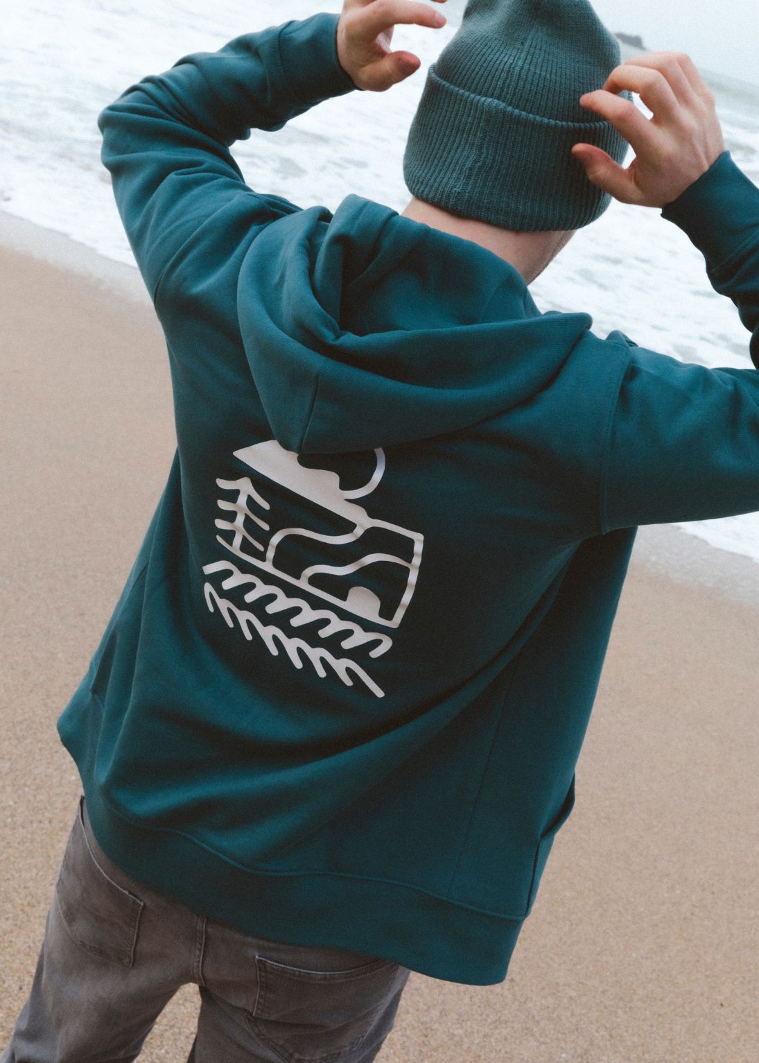 New Wave Teal Organic Zip Hoodie