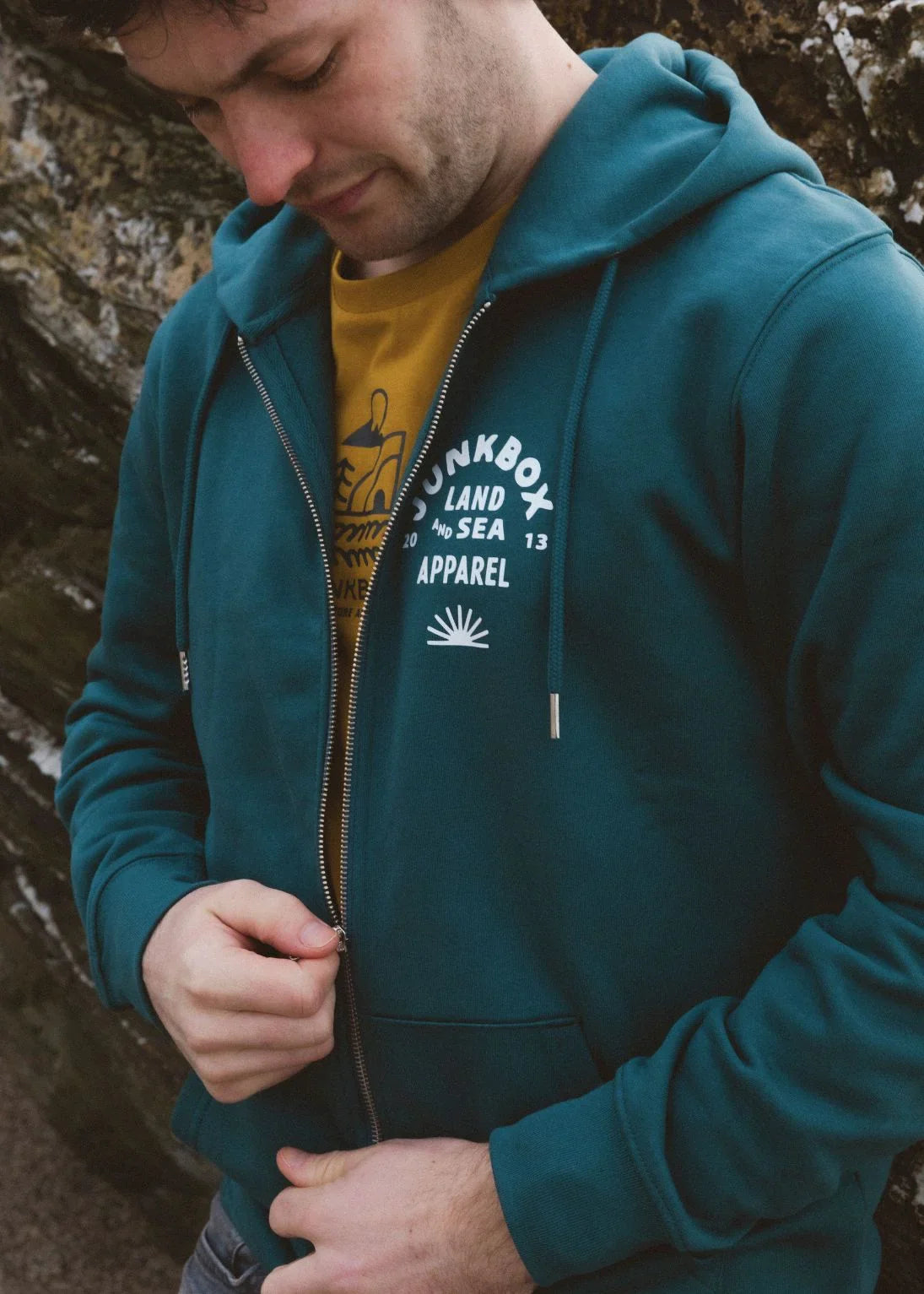New Wave Teal Organic Zip Hoodie