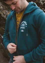 Junkbox teal organic zip up unisex hoodie