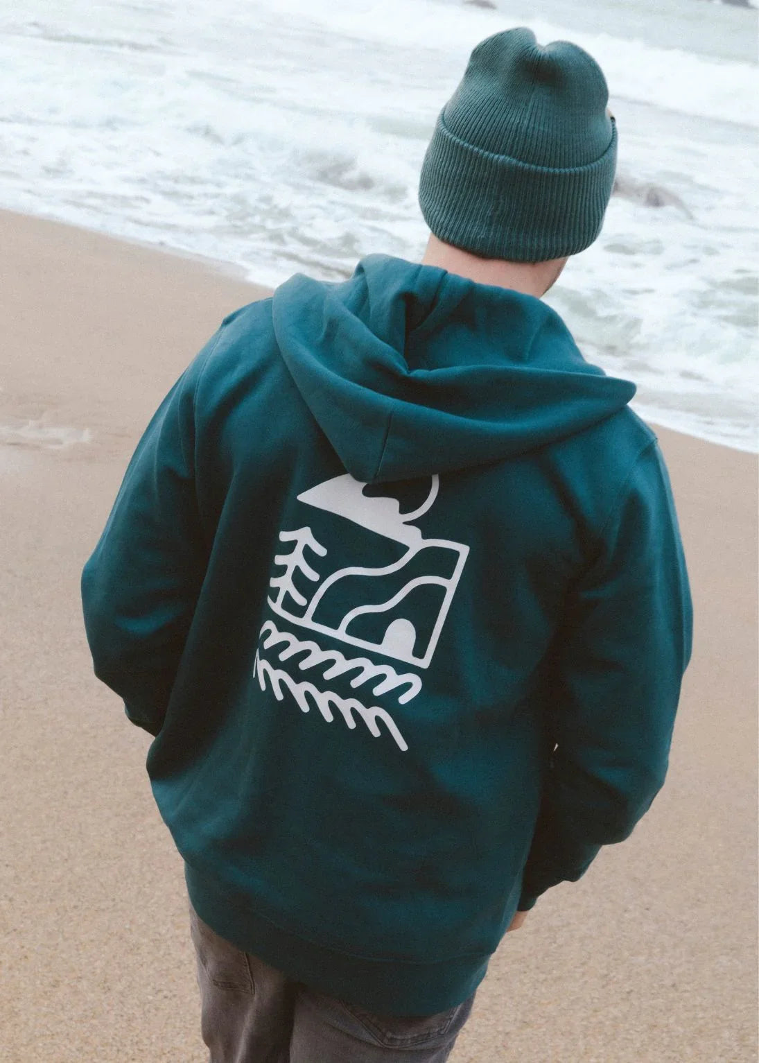 New Wave Teal Organic Zip Hoodie