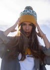 Teal & Mustard Junkbox logo bobble hat