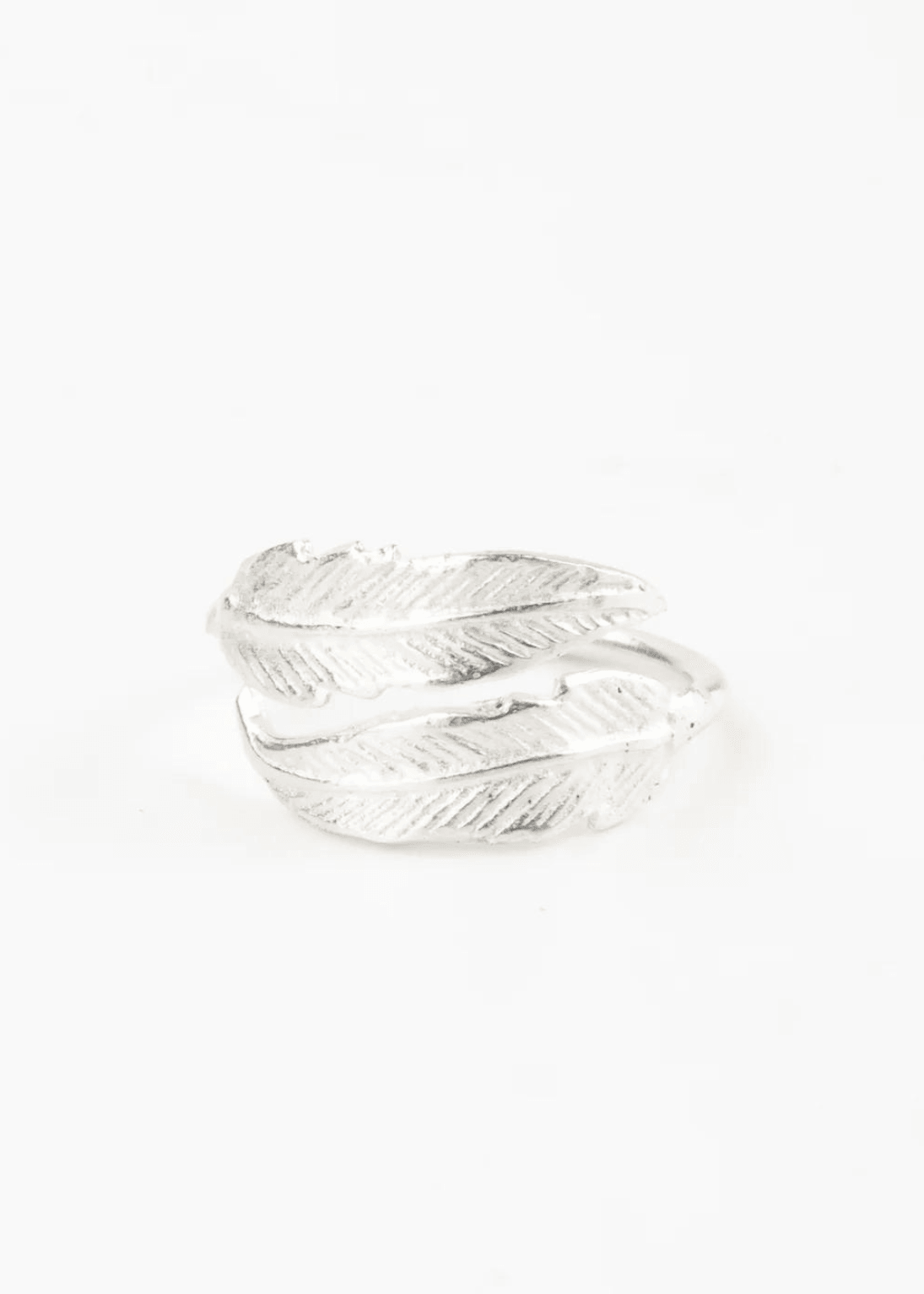 silver adjustable bocca feather ring